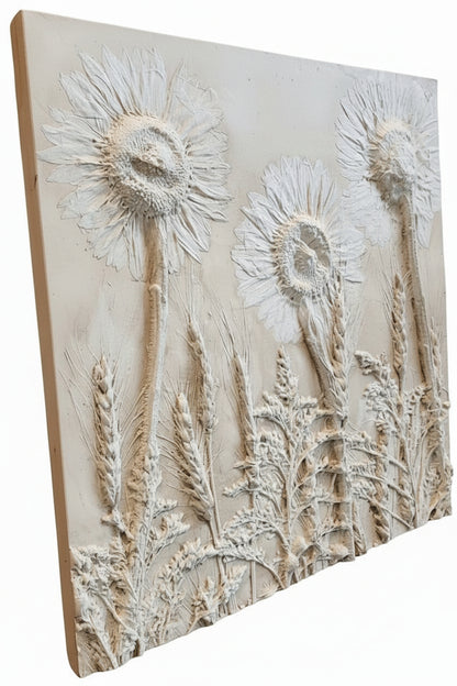 Plaster Botanical Bas Relief Artwork