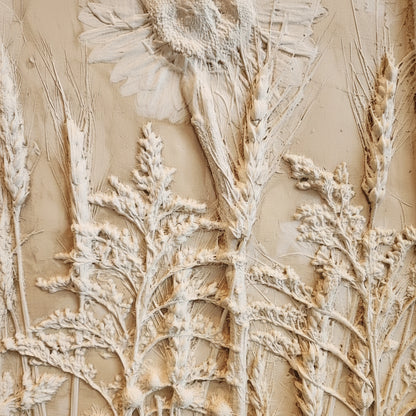 Plaster Botanical Bas Relief Artwork