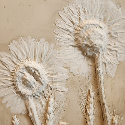Plaster Botanical Bas Relief Artwork
