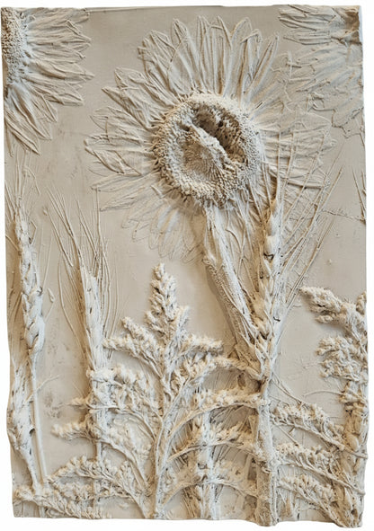 Plaster Botanical Bas Relief Artwork