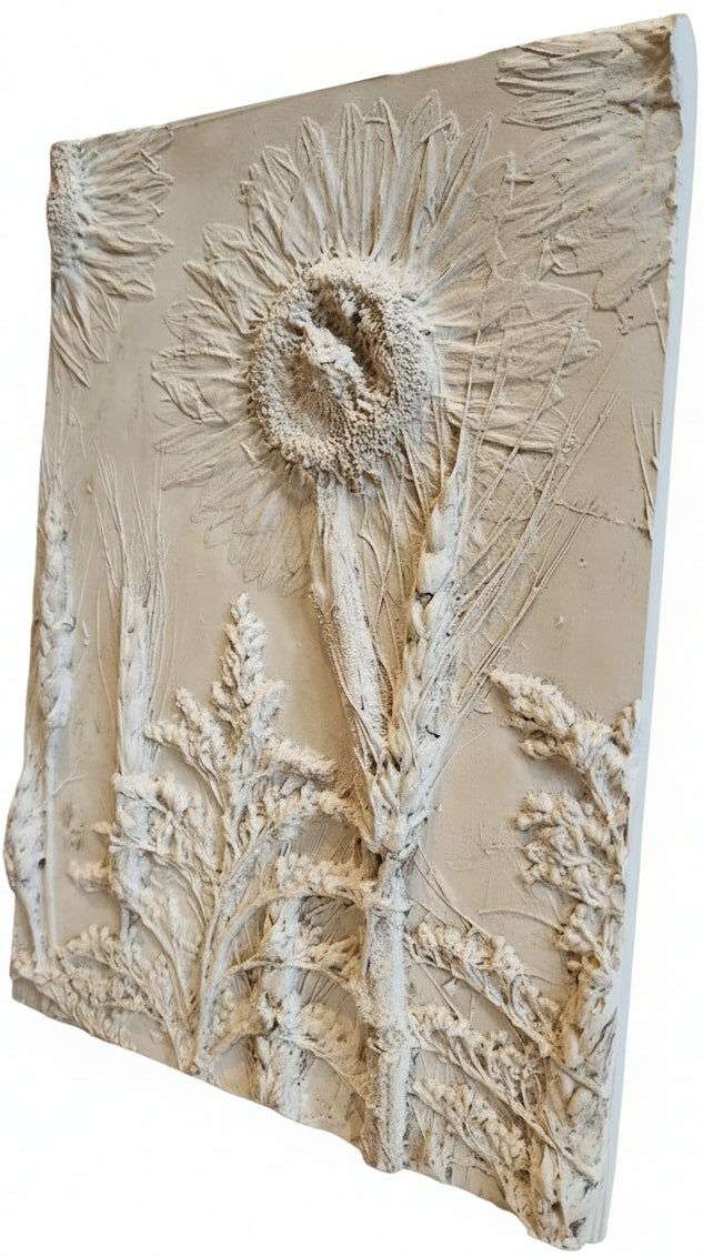 Plaster Botanical Bas Relief Artwork