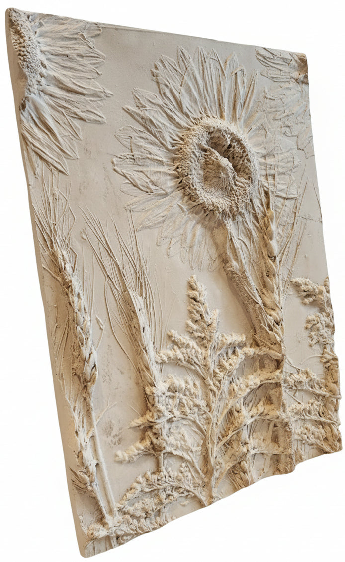 Plaster Botanical Bas Relief Artwork