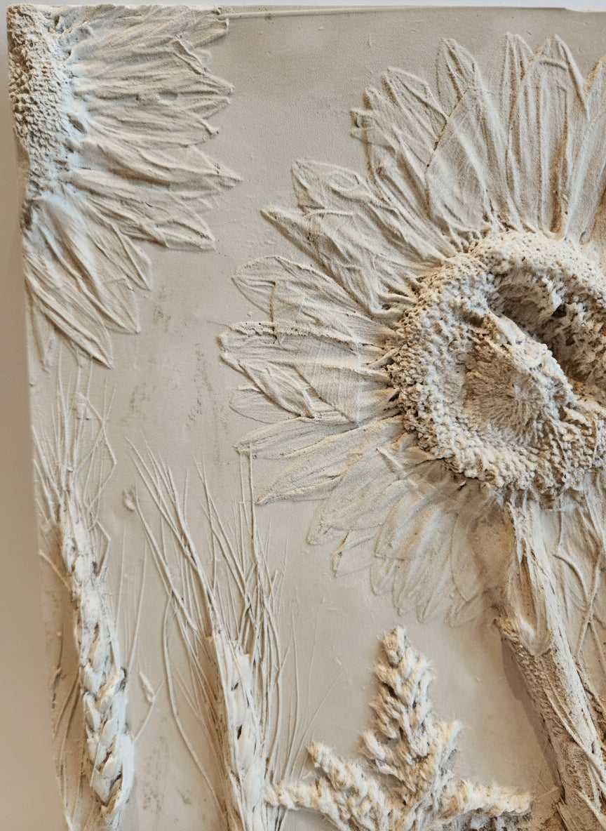 Plaster Botanical Bas Relief Artwork