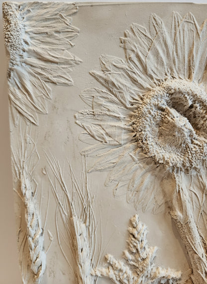 Plaster Botanical Bas Relief Artwork