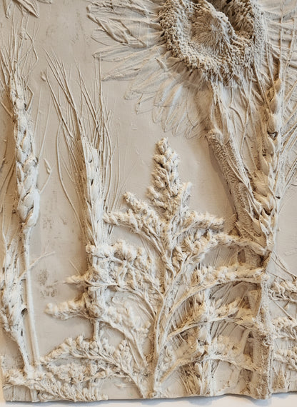 Plaster Botanical Bas Relief Artwork