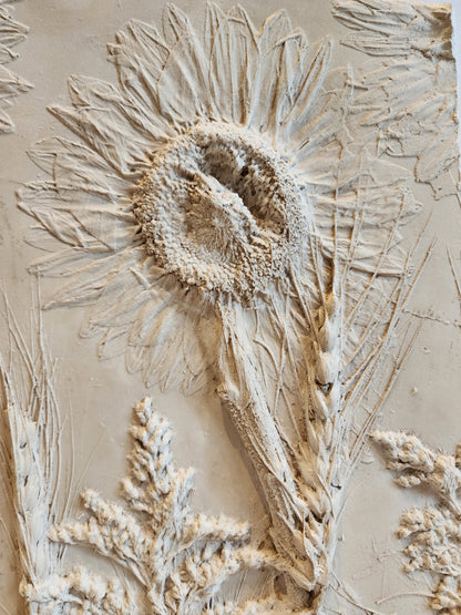 Plaster Botanical Bas Relief Artwork