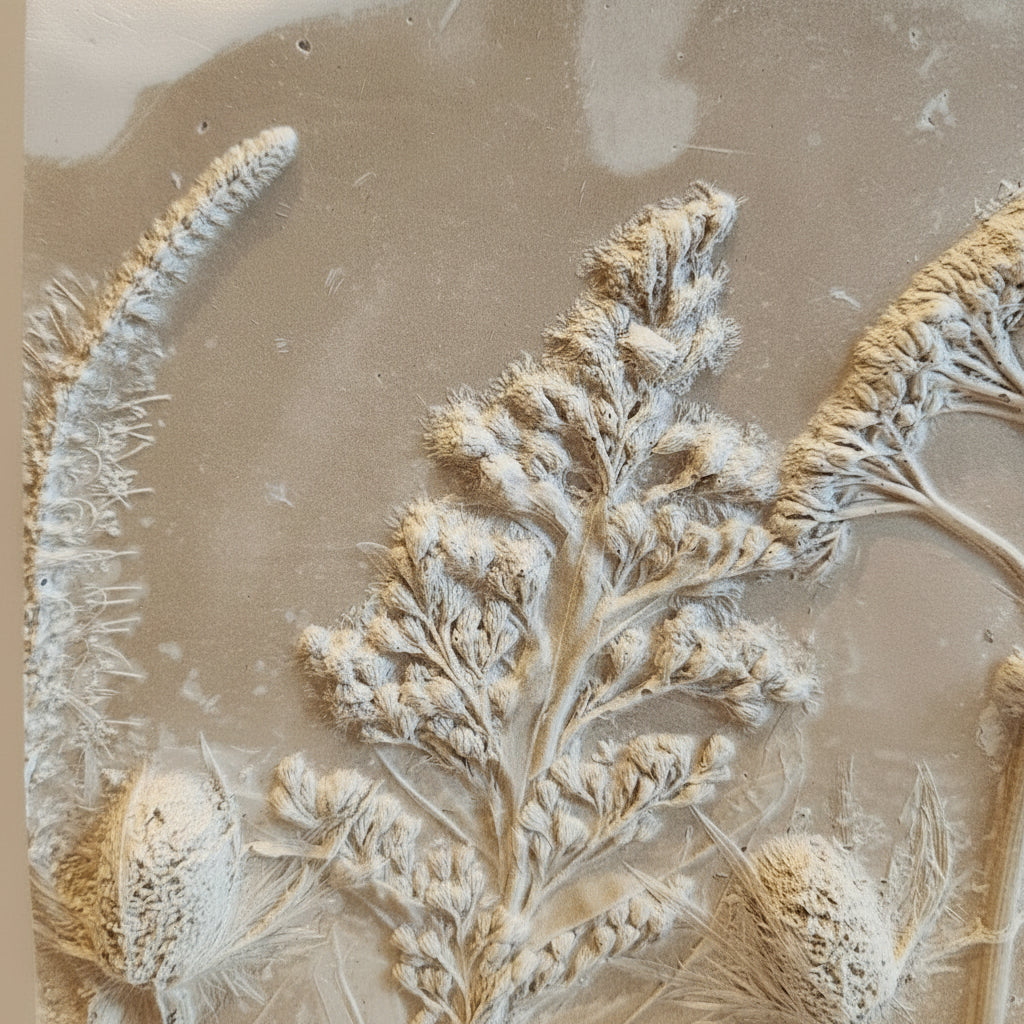 Plaster Botanical Bas Relief Artwork