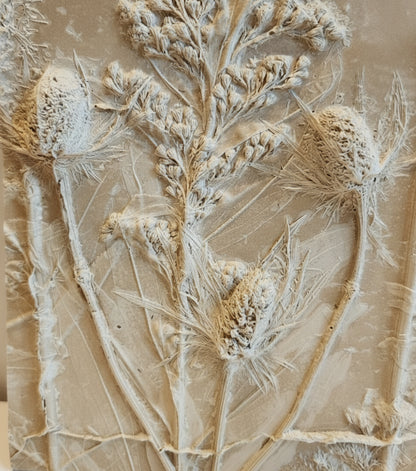 Plaster Botanical Bas Relief Artwork