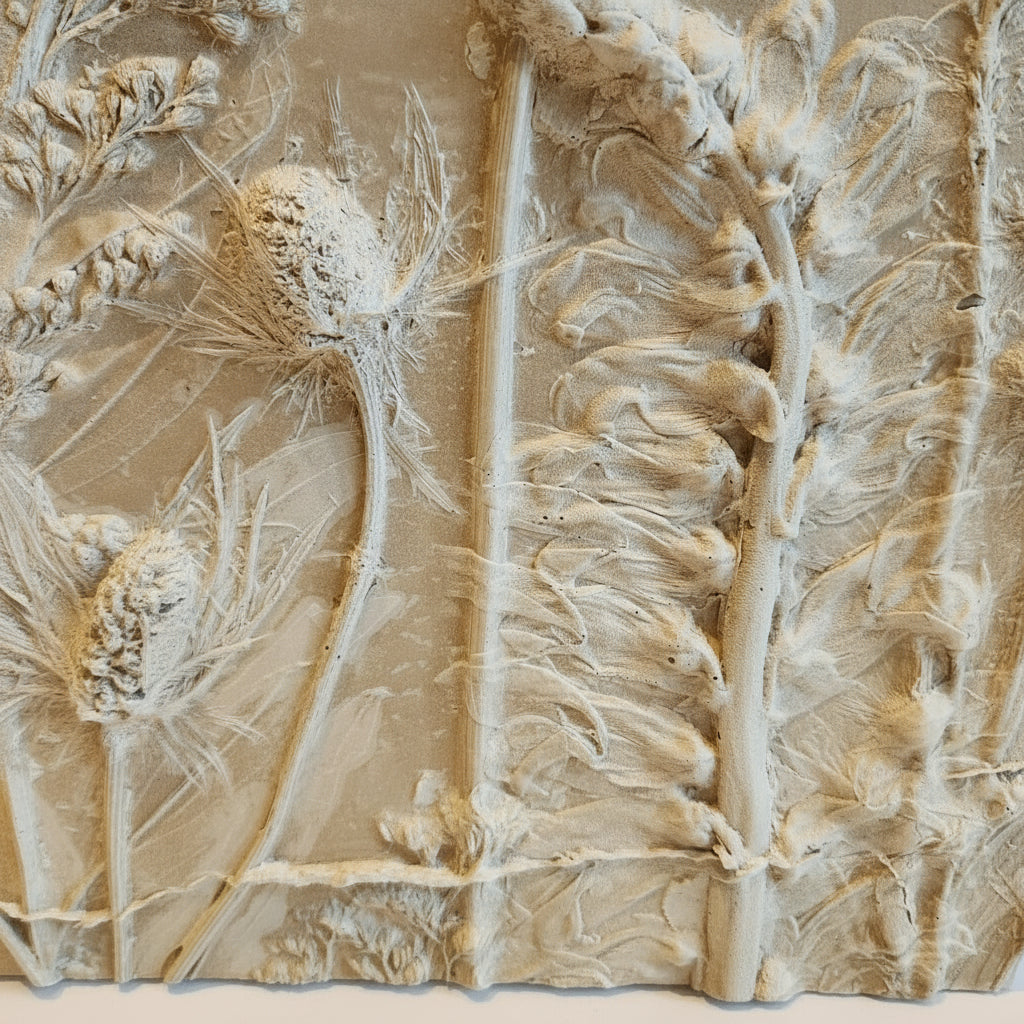 Plaster Botanical Bas Relief Artwork