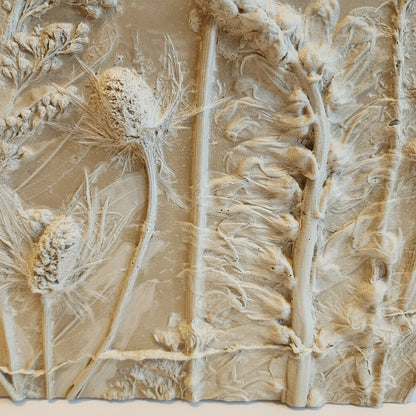 Plaster Botanical Bas Relief Artwork