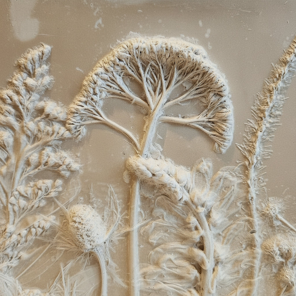 Plaster Botanical Bas Relief Artwork