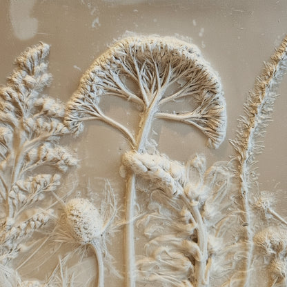 Plaster Botanical Bas Relief Artwork