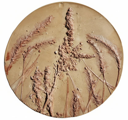 Plaster Botanical Bas Relief Artwork