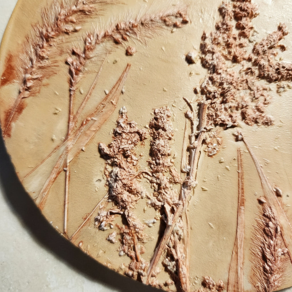 Plaster Botanical Bas Relief Artwork