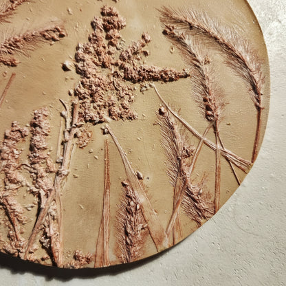 Plaster Botanical Bas Relief Artwork