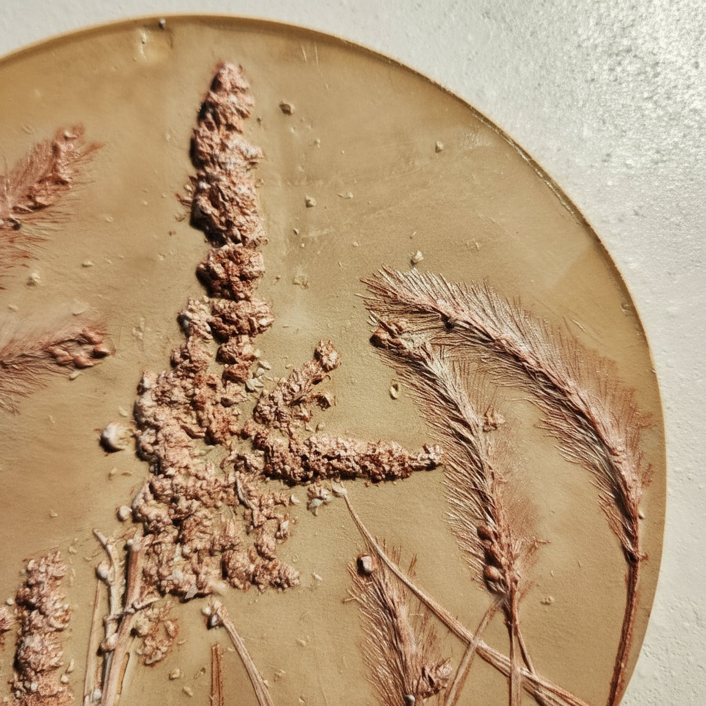 Plaster Botanical Bas Relief Artwork