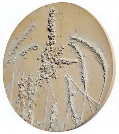 Plaster Botanical Bas Relief Artwork