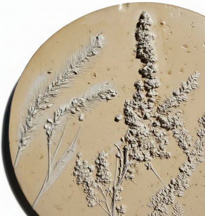 Plaster Botanical Bas Relief Artwork