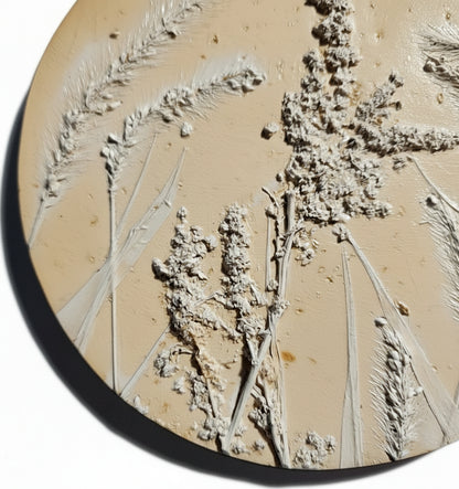 Plaster Botanical Bas Relief Artwork