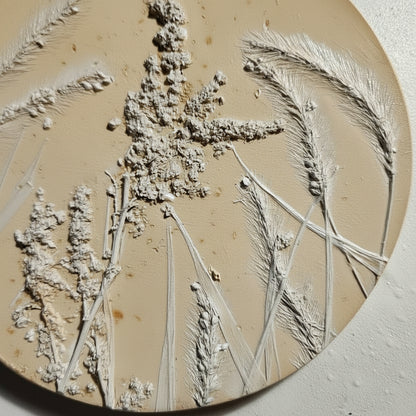 Plaster Botanical Bas Relief Artwork
