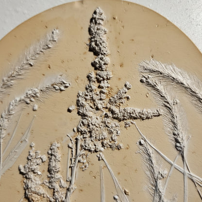 Plaster Botanical Bas Relief Artwork