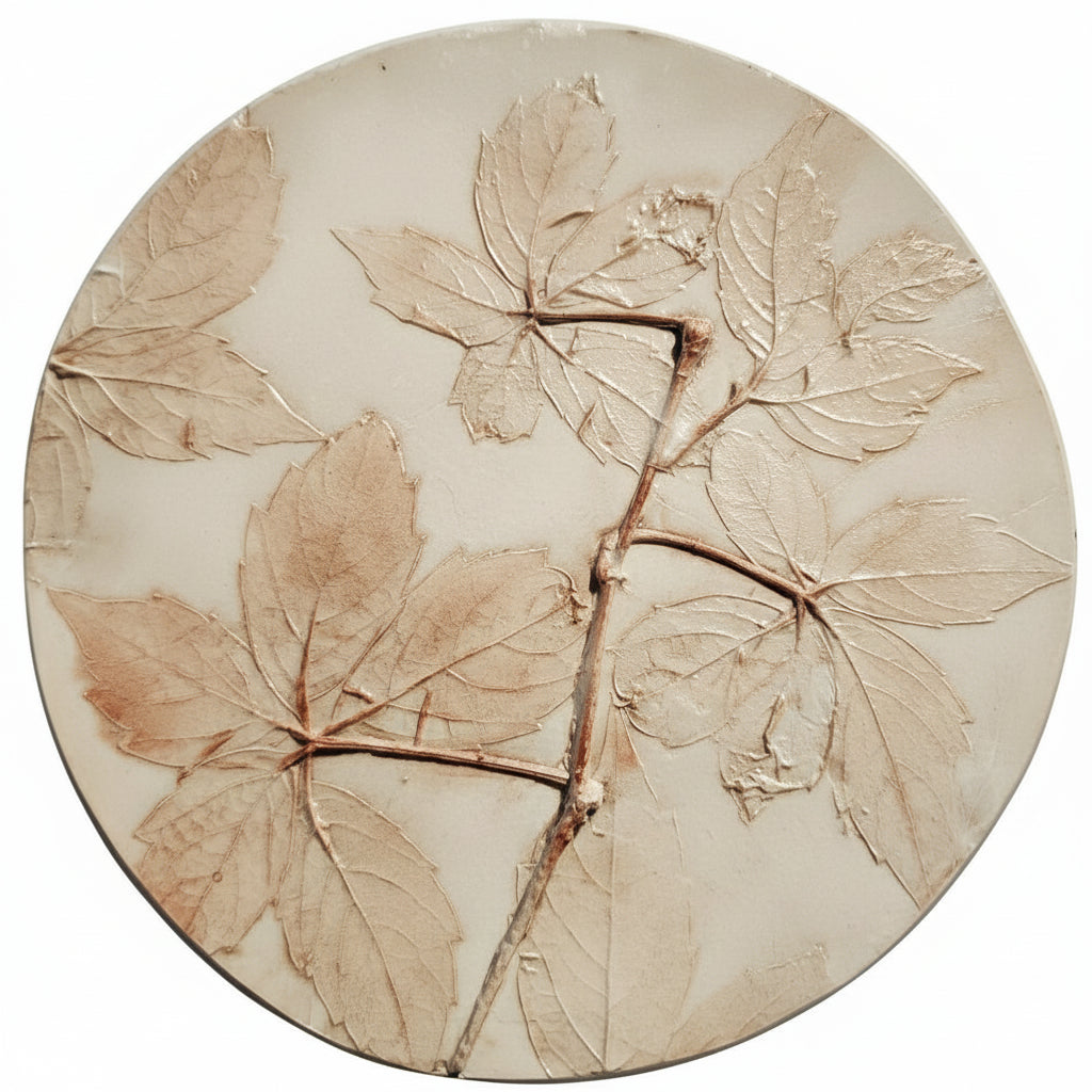 Plaster Botanical Bas Relief Artwork