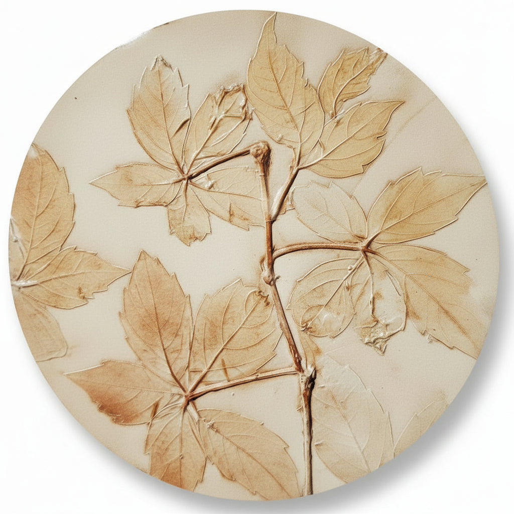 Plaster Botanical Bas Relief Artwork