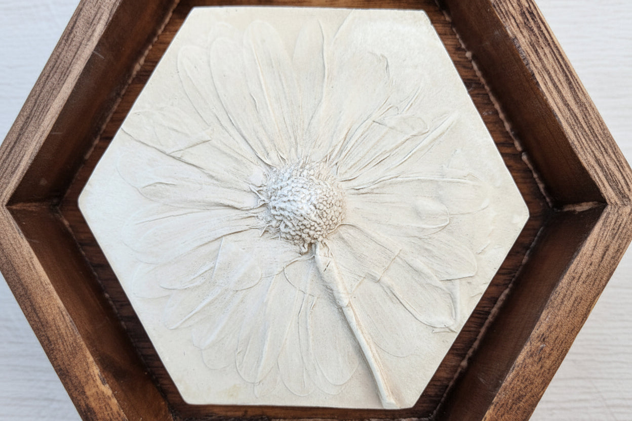 Plaster Botanical Bas Relief Artwork