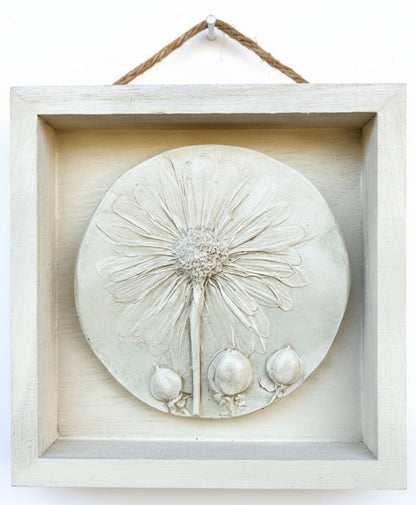 Plaster Botanical Bas Relief Artwork