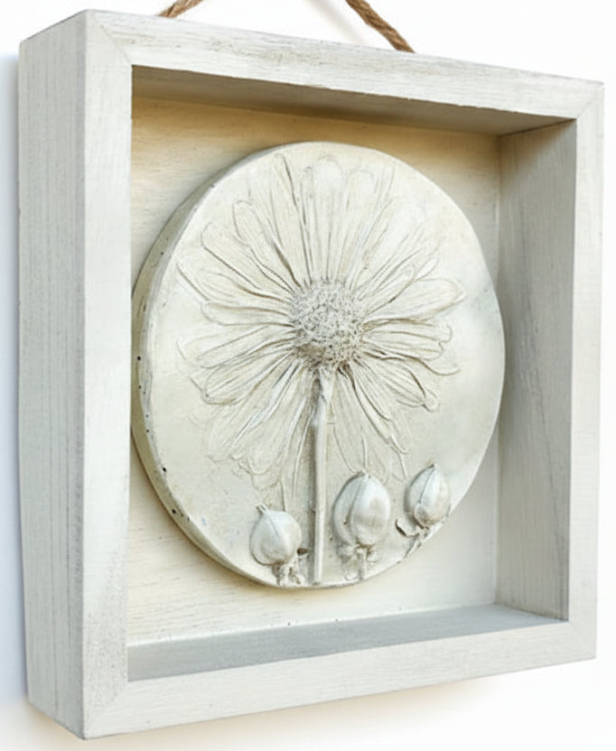 Plaster Botanical Bas Relief Artwork