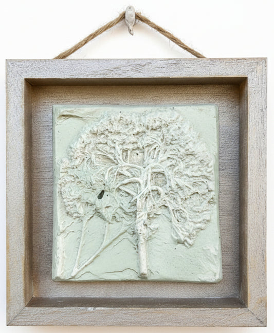 Plaster Botanical Bas Relief Artwork