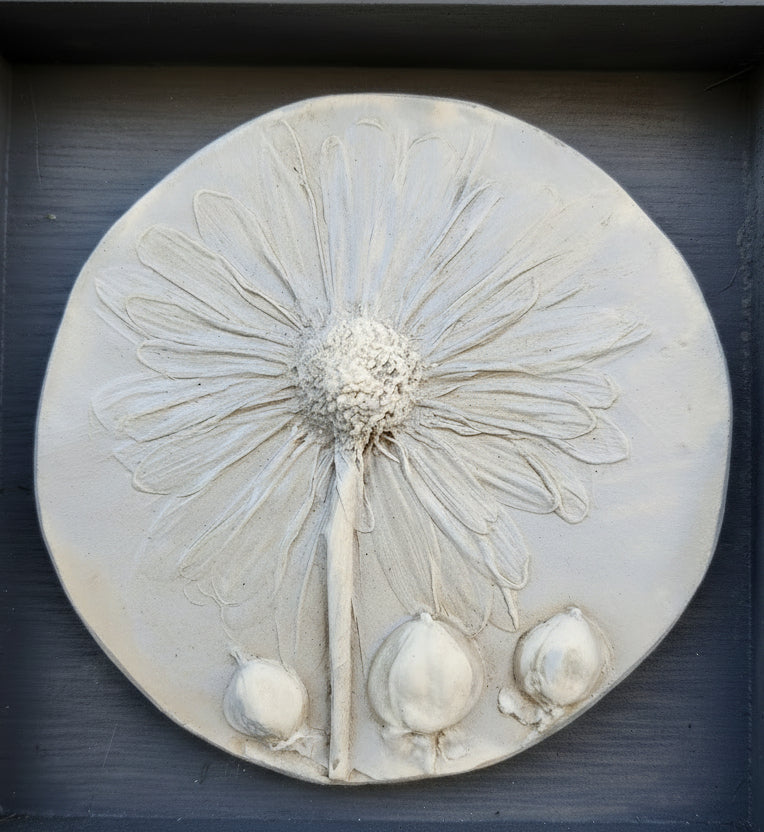 Plaster Botanical Bas Relief Artwork