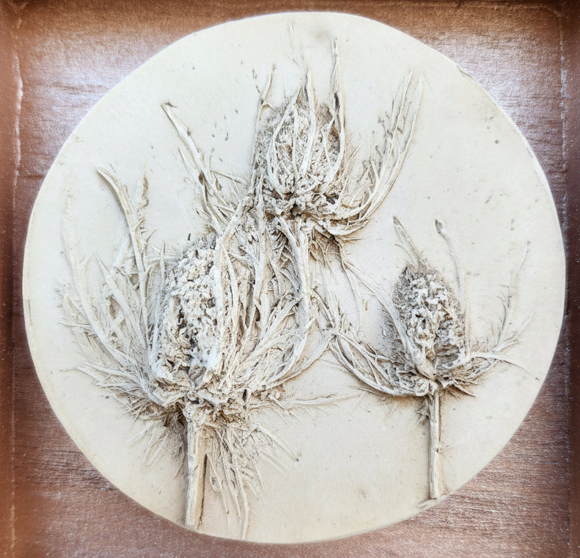 Plaster Botanical Bas Relief Artwork
