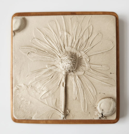 Plaster Botanical Bas Relief Artwork