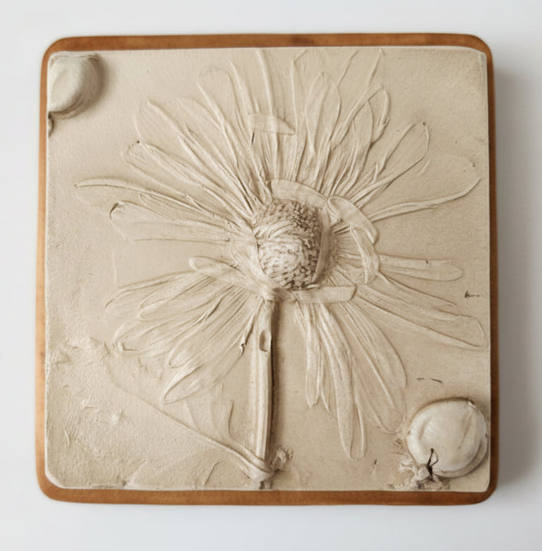 Plaster Botanical Bas Relief Artwork