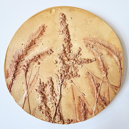 Plaster Botanical Bas Relief Artwork