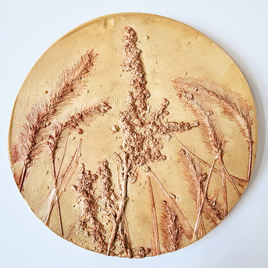 Plaster Botanical Bas Relief Artwork