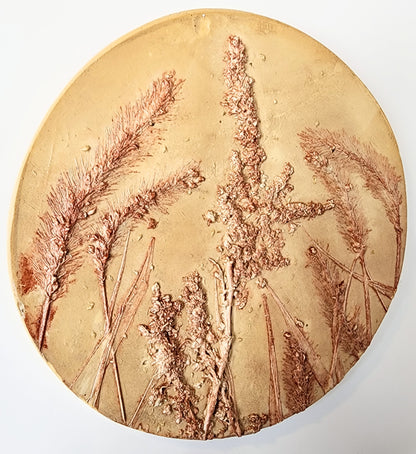 Plaster Botanical Bas Relief Artwork