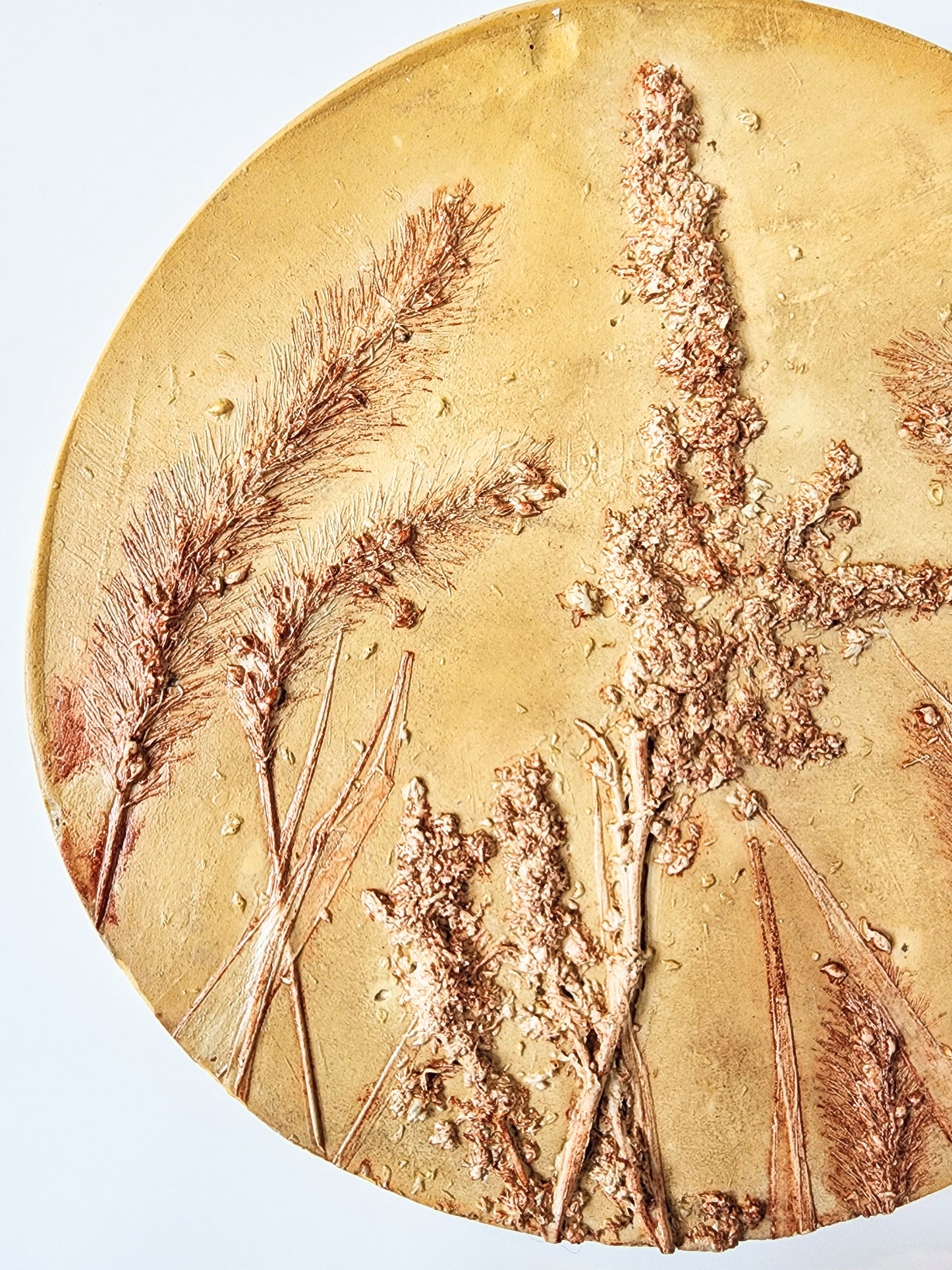 Plaster Botanical Bas Relief Artwork