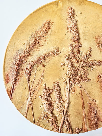 Plaster Botanical Bas Relief Artwork