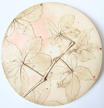 Plaster Botanical Bas Relief Artwork