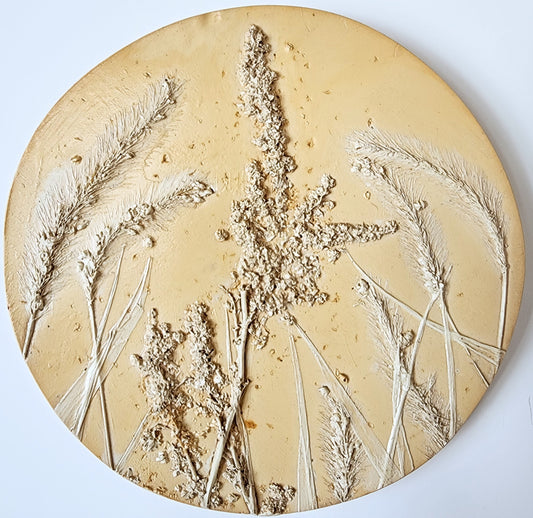 Plaster Botanical Bas Relief Artwork