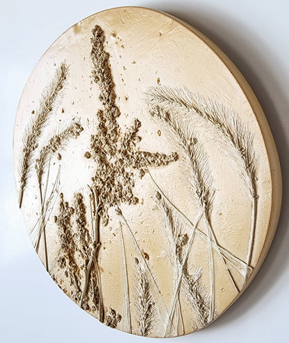 Plaster Botanical Bas Relief Artwork