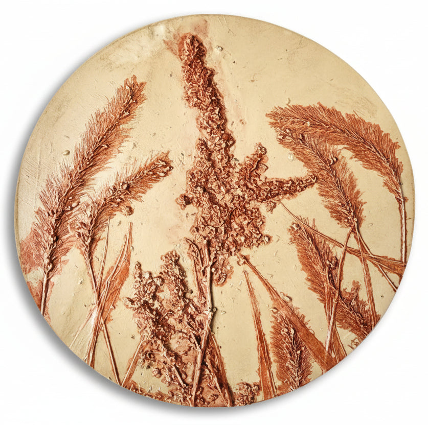 Plaster Botanical Bas Relief Artwork