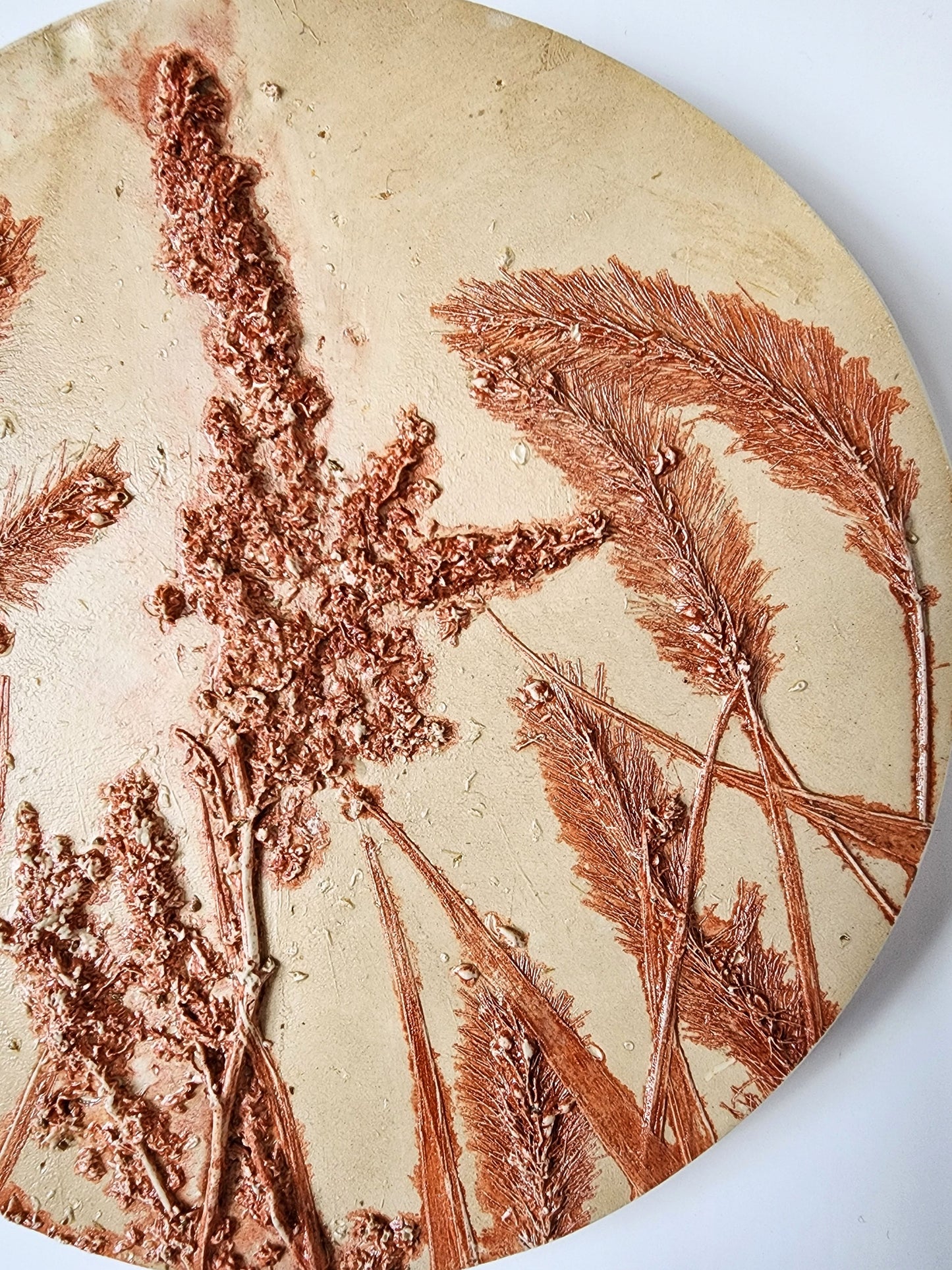 Plaster Botanical Bas Relief Artwork