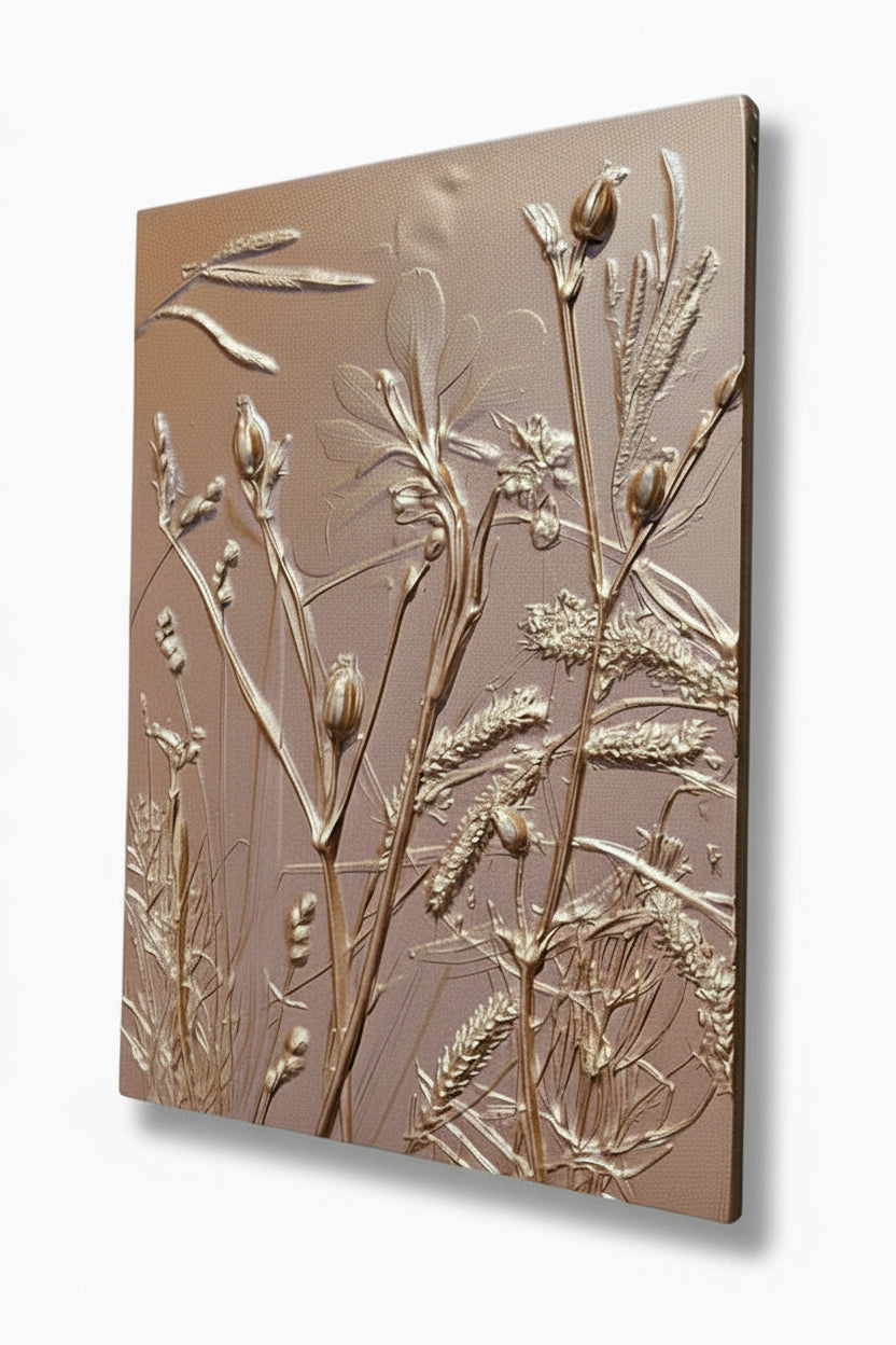Plaster Botanical Bas Relief Artwork