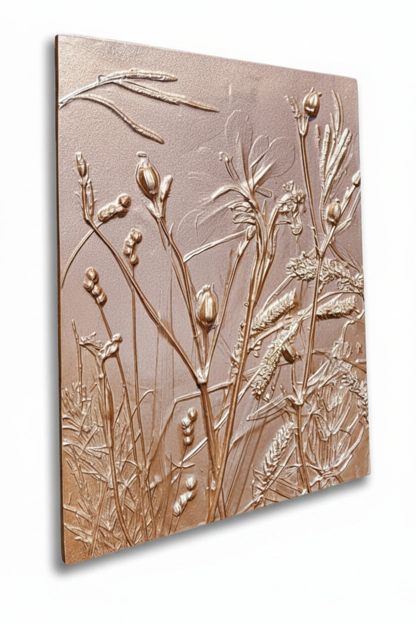Plaster Botanical Bas Relief Artwork