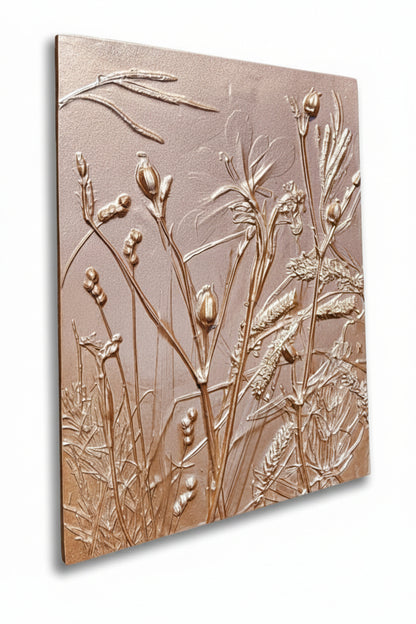 Plaster Botanical Bas Relief Artwork