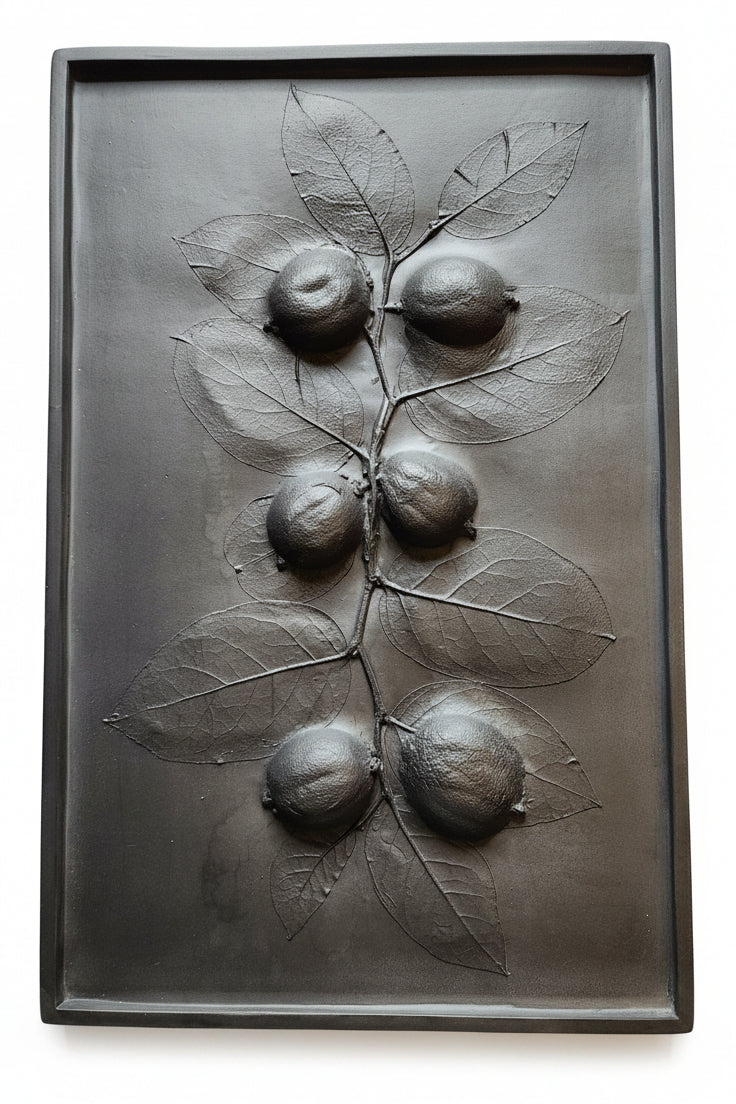 Lemons & Salal Lemonleaf Plaster Botanical Bas Relief Wall Art