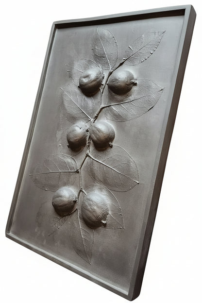 Lemons & Salal Lemonleaf Plaster Botanical Bas Relief Wall Art